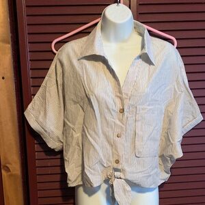 Main Strip Womens Striped Button-Down Shirt